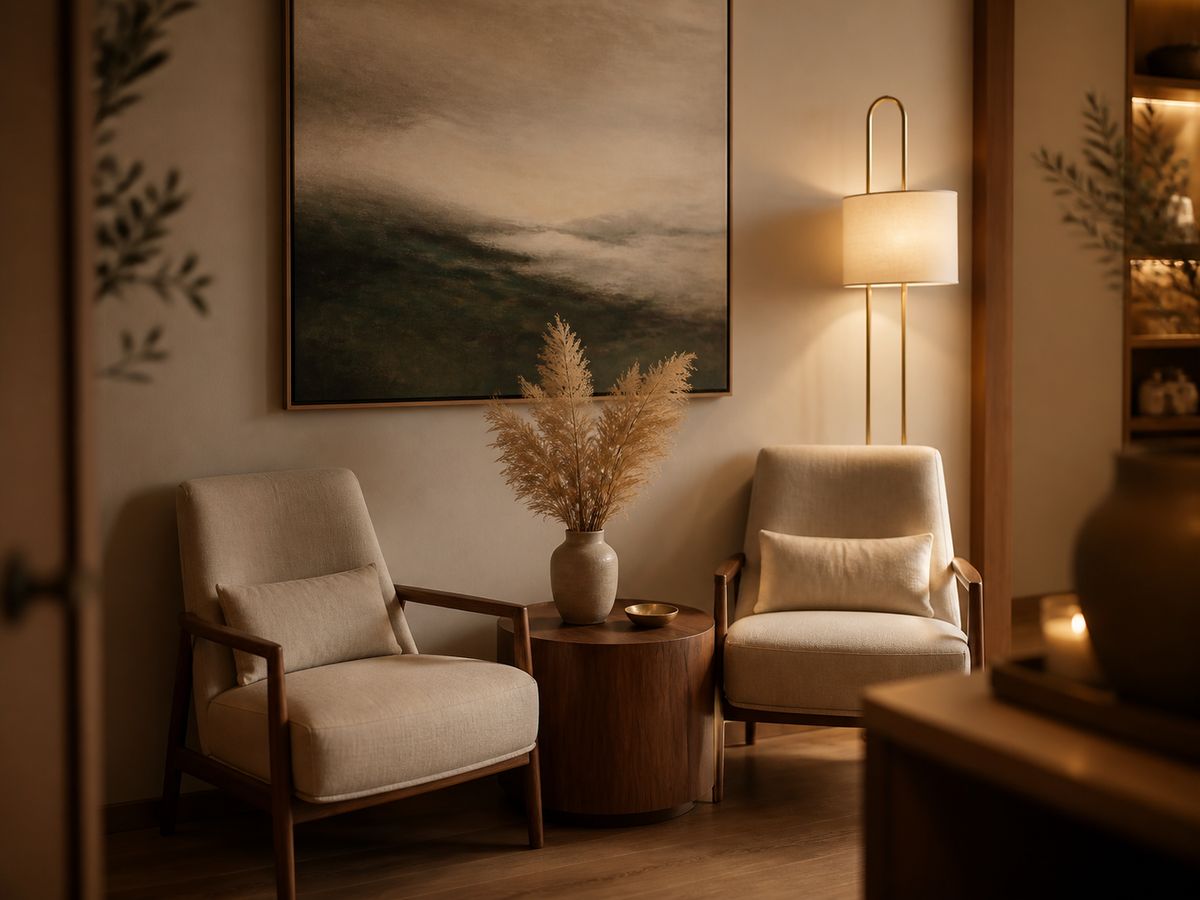 The waiting lounge at Flora Spas